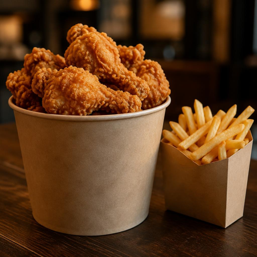 Bucket chicken & box of fries