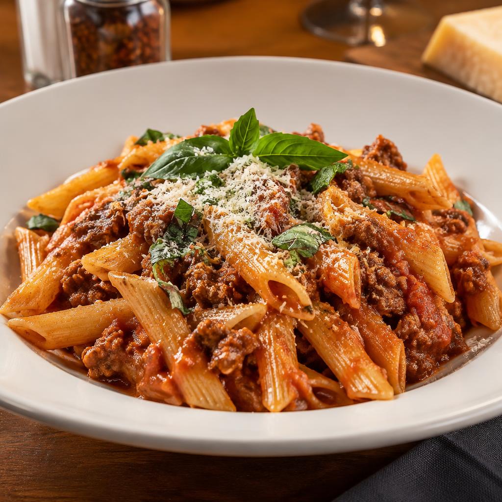 Beef penne pasta